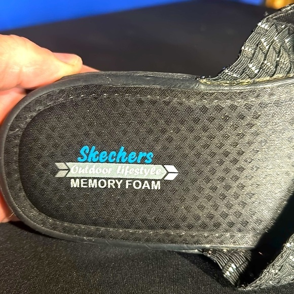 Skechers Outdoor Lifestyle Sandals Womens 11.0 Black Woven Slip On Memory Foam - Picture 7 of 8